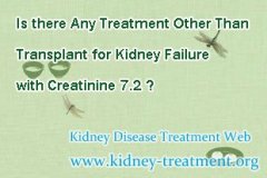 Is there Any Treatment Other Than Transplant for Kidney Failure with Creatinine 7.2